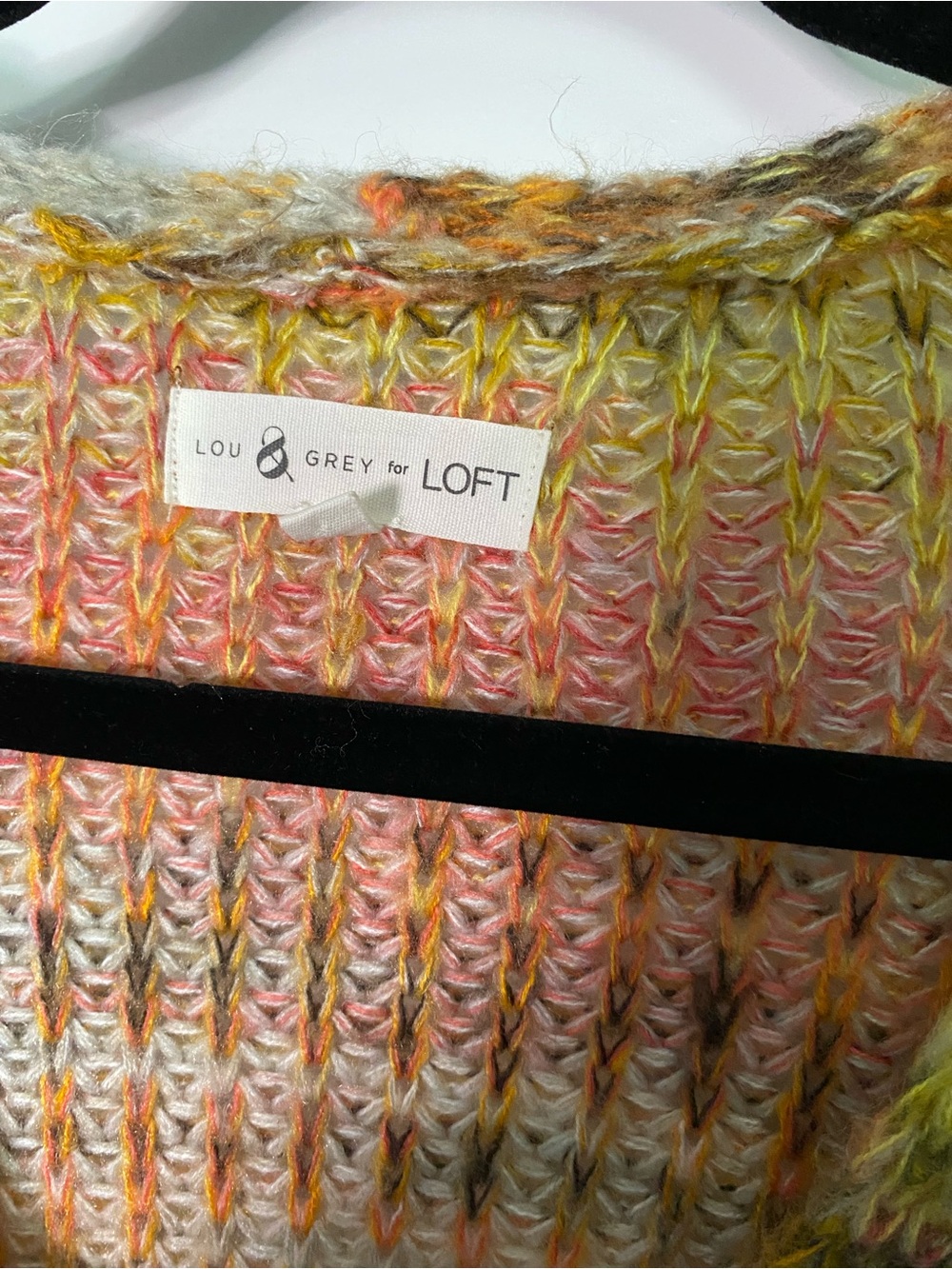 Ann Taylor LOFT Multicolor V-Neck Knit Sweater Chunky Size Small - Picture 3 of 6